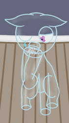 Size: 1080x1914 | Tagged: safe, artist:twinet, derpibooru import, oc, oc only, object pony, original species, pony, atg 2021, biting, cracking, crying, glass, glass pony, inside, newbie artist training grounds, ponified, self harm, sitting, tears of pain