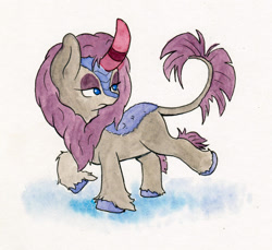 Size: 1280x1172 | Tagged: safe, artist:lost marbles, derpibooru import, maud pie, kirin, female, kirin-ified, solo, solo female, species swap, traditional art, watercolor painting