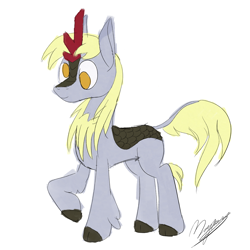 Size: 2000x2000 | Tagged: safe, artist:magnusmagnum, derpibooru import, derpy hooves, kirin, female, high res, kirin derpy hooves, kirin-ified, mare, newbie artist training grounds, raised hoof, raised leg, smiling, solo, species swap