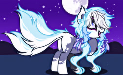 Size: 3599x2221 | Tagged: safe, artist:moonbatz, derpibooru import, oc, earth pony, pony, female, mare, moon, night, solo, two tails