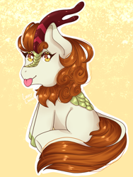 Size: 1536x2048 | Tagged: safe, artist:luckyxlynn, derpibooru import, autumn blaze, kirin, female, looking at you, smiling, smiling at you, solo, tongue, tongue out