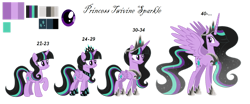 Size: 1280x533 | Tagged: safe, artist:lunerymish, derpibooru import, oc, oc only, oc:twivine sparkle, alicorn, pony, age progression, alicorn oc, female, horn, mare, solo, wings