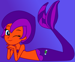 Size: 843x700 | Tagged: safe, artist:jadethepegasus, derpibooru import, oc, oc only, oc:jade the pegasus, mermaid, equestria girls, bra, cute, looking at you, mermaid tail, mermaidized, ocbetes, one eye closed, seashell bra, smiling, smiling at you, species swap, underwear, wink, winking at you