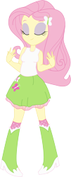 Size: 1211x2996 | Tagged: safe, artist:marcorois, derpibooru import, fluttershy, equestria girls, clothes, cutie mark, cutie mark on clothes, eyes closed, female, simple background, skirt, smiling, solo, tanktop, transparent background