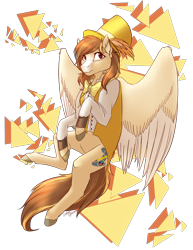 Size: 1440x1861 | Tagged: safe, artist:sinderynaralex, derpibooru import, oc, oc only, pegasus, pony, bowtie, clothes, feather, female, hat, large wings, mare, pegasus oc, shirt, solo, top hat, wings