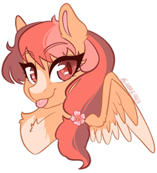 Size: 2465x2714 | Tagged: safe, artist:holomouse, derpibooru import, oc, oc only, pegasus, pony, bust, cute, eyebrows, eyebrows visible through hair, female, high res, looking at you, mare, ocbetes, pegasus oc, smiling, smiling at you, solo, tongue, tongue out