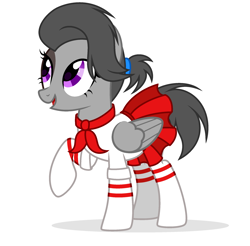 Size: 2249x2213 | Tagged: safe, artist:starshade, derpibooru import, oc, oc only, oc:silver lining, pegasus, pony, clothes, female, mare, pleated skirt, simple background, skirt, socks, solo, white background