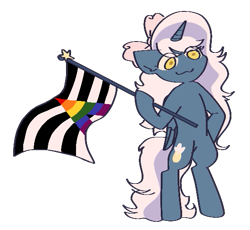 Size: 549x504 | Tagged: safe, artist:bstau-bunse, derpibooru import, oc, oc:fleurbelle, anthro, bipedal, bow, flag, golden eyes, graveyard of comments, hair bow, holding a flag, simple background, straight ally flag, transparent background