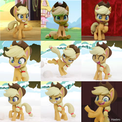 Size: 1099x1100 | Tagged: safe, artist:andrew hickinbottom, artist:andyh_3d, derpibooru import, part of a set, screencap, applejack, earth pony, pony, my little pony: stop motion short, applejack's hat, clothes, cowboy hat, expressions, female, hat, solo