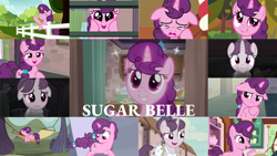 Size: 1280x721 | Tagged: safe, derpibooru import, edit, edited screencap, editor:quoterific, screencap, sugar belle, pony, unicorn, hard to say anything, marks for effort, season 5, season 7, season 8, season 9, the big mac question, the break up breakdown, the cutie map, angry, bipedal, crying, cute, dilated pupils, ears, eyes closed, female, floppy ears, hooves on cheeks, madorable, mare, open mouth, puppy dog eyes, raised hoof, raised leg, running, sad, sadorable, sleeping, solo, sugarbetes, sugarcube corner