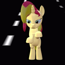 Size: 4000x4000 | Tagged: safe, artist:wissle, derpibooru import, sunset shimmer, pony, unicorn, 3d, absurd resolution, angry, atg 2021, bipedal, blender, female, hitting, mare, newbie artist training grounds, road, simple background, solo