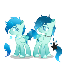 Size: 1280x1488 | Tagged: safe, artist:lilywolfpie-yt, derpibooru import, oc, oc:gloom hover, oc:seeker blur, pegasus, pony, female, magical lesbian spawn, male, mare, offspring, parent:cloudchaser, parent:flitter, parents:pegacest, simple background, stallion, transparent background