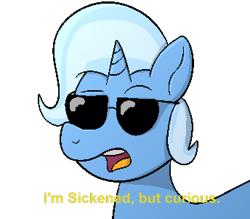 Size: 688x602 | Tagged: safe, artist:xppp1n, trixie, pony, unicorn, female, i'm sickened but curious, johnny bravo, mare, meme, open mouth, ponified, ponified meme, simple background, solo, text, transparent background