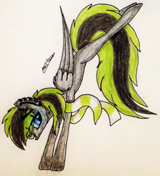 Size: 1475x1628 | Tagged: safe, artist:beamybutt, derpibooru import, oc, oc only, pegasus, pony, eyelashes, female, handstand, mare, pegasus oc, signature, solo, traditional art, upside down, wings