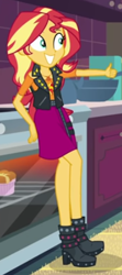 Size: 198x446 | Tagged: safe, derpibooru import, screencap, sunset shimmer, better together, equestria girls, holidays unwrapped, cropped, saving pinkie's pie, solo, thumbs up