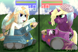 Size: 3000x2000 | Tagged: safe, artist:spiroudada, derpibooru import, tank, oc, oc only, oc:velvet sky, alicorn, unicorn, collaboration, pencil, toy