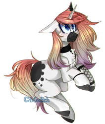 Size: 1999x2361 | Tagged: safe, artist:mediasmile666, derpibooru import, oc, oc only, pony, unicorn, choker, colored hooves, colored muzzle, ears, female, floppy ears, mare, simple background, solo, transparent background