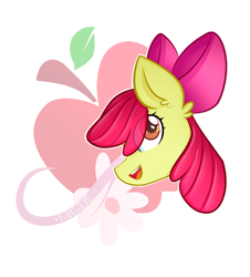 Size: 982x1087 | Tagged: safe, artist:kaatseye, derpibooru import, apple bloom, apple, female, filly, food, solo