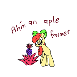 Size: 1280x1280 | Tagged: safe, artist:pencilbrony, derpibooru import, apple bloom, female, filly, food, pineapple, solo