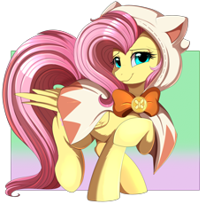 Size: 3487x3209 | Tagged: safe, artist:pridark, fluttershy, pegasus, pony, clothes, cute, digital art, female, hoodie, looking at you, mare, shyabetes, smiling, smiling at you, solo