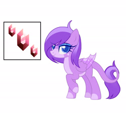 Size: 1920x1731 | Tagged: safe, artist:thebunnylover92, derpibooru import, oc, oc:violet, dracony, hybrid, cutie mark, female, folded wings, gem, interspecies offspring, looking at you, offspring, parent:rarity, parent:spike, parents:sparity, simple background, solo, white background, wings