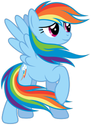 Size: 4361x6000 | Tagged: safe, artist:stabzor, derpibooru import, rainbow dash, pegasus, pony, .svg available, absurd resolution, female, mare, raised hoof, raised leg, remake, simple background, smiling, solo, transparent background, vector, windswept mane