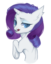 Size: 1416x1764 | Tagged: safe, artist:sannoe, derpibooru import, rarity, pony, undead, vampire, vampony, simple background, solo, white background