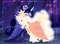 Size: 3384x2480 | Tagged: safe, artist:interstellar-quartz, derpibooru import, princess celestia, princess luna, alicorn, pony, alternate design, alternate universe, duo, duo female, female, high res, mare, role reversal