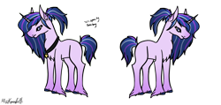 Size: 1750x831 | Tagged: safe, artist:misskanabelle, derpibooru import, oc, oc only, pony, unicorn, chest fluff, female, horn, jewelry, mare, necklace, offspring, parent:princess cadance, parent:shining armor, parents:shiningcadance, signature, solo, unicorn oc, unshorn fetlocks