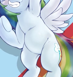 Size: 1008x1059 | Tagged: safe, artist:kurogewapony, derpibooru import, edit, rainbow dash, pegasus, pony, backwards cutie mark, belly, cropped, pictures of bellies, smiling, solo, teeth