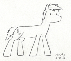 Size: 692x592 | Tagged: safe, artist:hericks, oc, oc only, pony, banana, cutie mark, doodle, dot eyes, food, grayscale, male, monochrome, no mouth, solo, stallion, traditional art