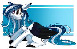 Size: 2517x1607 | Tagged: safe, artist:mediasmile666, derpibooru import, oc, oc only, oc:marie pixel, pegasus, pony, abstract background, bubble, coat markings, colored hooves, colored wings, commission, crying, cutie mark, ears, ethereal mane, female, floppy ears, heterochromia, mare, sitting, smiling, solo, speedpaint available, starry mane, wavy mouth, wings