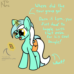 Size: 1999x1999 | Tagged: safe, artist:dafiltafish, derpibooru import, lyra heartstrings, pony, unicorn, arabic, atg 2021, bag, confusion, dialogue, female, mare, newbie artist training grounds, phone, saddle bag, solo, text