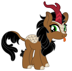 Size: 3070x3055 | Tagged: safe, artist:andrevus, derpibooru import, oc, oc only, oc:chestnut cake, kirin, pony, :p, cheeky, female, kirin oc, kirin-ified, looking at you, mare, scrunchy face, silly, silly pony, simple background, solo, species swap, tongue, tongue out, transparent background