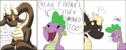 Size: 4050x1620 | Tagged: safe, artist:firefanatic, derpibooru import, spike, oc, dragon, blushing, cute, facepalm, talking