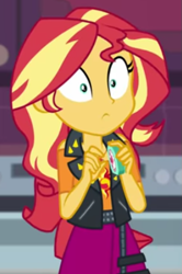 Size: 569x857 | Tagged: safe, derpibooru import, screencap, sunset shimmer, better together, equestria girls, holidays unwrapped, cropped, saving pinkie's pie, solo