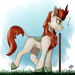 Size: 2160x2160 | Tagged: safe, artist:tenebrisnoctus, derpibooru import, autumn blaze, kirin, female, question mark, solo