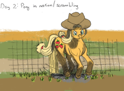 Size: 1000x732 | Tagged: safe, artist:addelum, derpibooru import, applejack, earth pony, atg 2021, galloping, mud, muddy, newbie artist training grounds, simple background, solo, transparent background, yeehaw