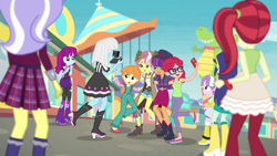 Size: 1920x1080 | Tagged: safe, artist:excelso36, edit, edited screencap, screencap, alizarin bubblegum, blueberry cake, diamond tiara, ginger owlseye, megan williams, mystery mint, photo finish, rose heart, upper crust, vignette valencia, better together, equestria girls, rollercoaster of friendship, amusement park, camera, cellphone, clothes, crystal prep academy uniform, diaper, diaper edit, diaper fetish, diaper under clothes, fedora, female, fetish, hat, phone, plaid skirt, pleated skirt, school uniform, skirt, smartphone