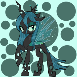 Size: 2619x2619 | Tagged: safe, artist:blurry-kun, derpibooru import, queen chrysalis, changeling, changeling queen, commission, commissioner:reversalmushroom, female, high res, looking at you, one hoof raised, solo