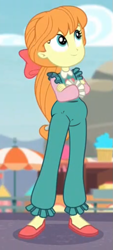 Size: 347x765 | Tagged: safe, artist:excelso36, edit, edited screencap, screencap, megan williams, equestria girls, equestria girls series, g1, rollercoaster of friendship, cameo, clothes, diaper, diaper edit, diaper fetish, diaper under clothes, female, fetish, g1 to equestria girls, generation leap, shoes, solo, unamused