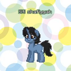 Size: 768x768 | Tagged: safe, artist:guruyunus17, derpibooru import, oc, oc only, oc:siti shafiyyah, pony, unicorn, female, horn, ibispaint x, mare, name tag, pony town, unicorn oc