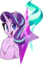 Size: 1852x2811 | Tagged: safe, artist:light262, derpibooru import, starlight glimmer, pony, unicorn, bust, chest fluff, cute, cutie mark, cutie mark background, female, glimmerbetes, leg fluff, looking at you, mare, no pupils, open mouth, solo