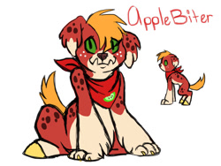 Size: 972x729 | Tagged: safe, artist:sinjaaussiaangels, derpibooru import, oc, oc only, oc:apple biter, diamond dog, hybrid, diamond dog oc, female, freckles, interspecies offspring, offspring, parent:big macintosh, parent:oc:sinja, parents:canon x oc, simple background, solo, white background