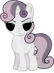 Size: 1995x2678 | Tagged: safe, derpibooru import, sweetie belle, pony, unicorn, black sclera, bubble ghost, desaturated, evil, female, filly, simple background, sweetie ghost, transparent background, vector, zalgo