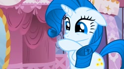 Size: 1280x720 | Tagged: safe, derpibooru import, edit, edited screencap, screencap, rarity, oc, oc:bluebell, pony, unicorn, sisterhooves social, blu-rarity, carousel boutique, cute, flower, hoof over mouth, sunflower