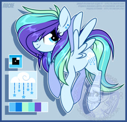 Size: 1112x1068 | Tagged: safe, artist:petruse4ka, derpibooru import, oc, oc only, pegasus, pony, cyrillic, ear piercing, hair over one eye, pegasus oc, piercing, reference sheet, russian, smiling, solo, watermark, wings