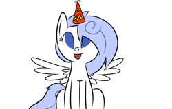 Size: 1280x815 | Tagged: safe, artist:penguinpotential, derpibooru import, oc, oc:frigid drift, pegasus, pony, ask-frigiddrift, hat, party hat, solo