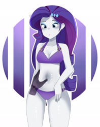 Size: 2114x2685 | Tagged: safe, artist:morusae, derpibooru import, rarity, equestria girls, :o, abstract background, belly button, belly button fetish, clothes, female, hand, high res, male, male pov, offscreen character, offscreen male, open mouth, pov, solo, swimsuit