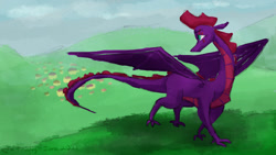 Size: 1280x720 | Tagged: safe, artist:kirbyliscious, derpibooru import, tempest shadow, dragon, dragoness, dragonified, female, looking back, solo, species swap